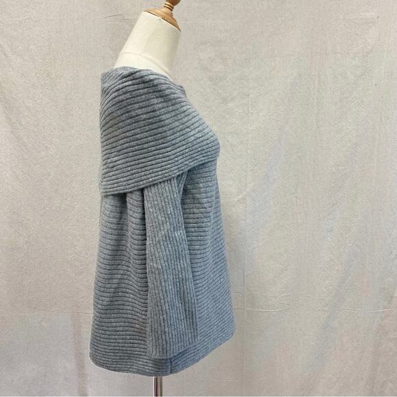 Lou & Grey gray ribbed off the shoulder soft sweater Size Small tunic length - Picture 6 of 12